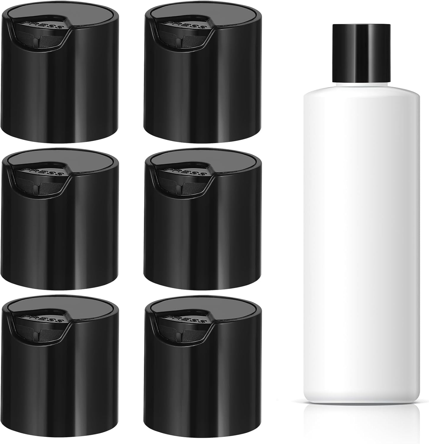 Beavorty 6pcs Bottle Press Cap Disc Top Caps for Plastic Bottles Empty Refill Lids Replacement Pump Body Lotion Cover Leakproof Hats Caps