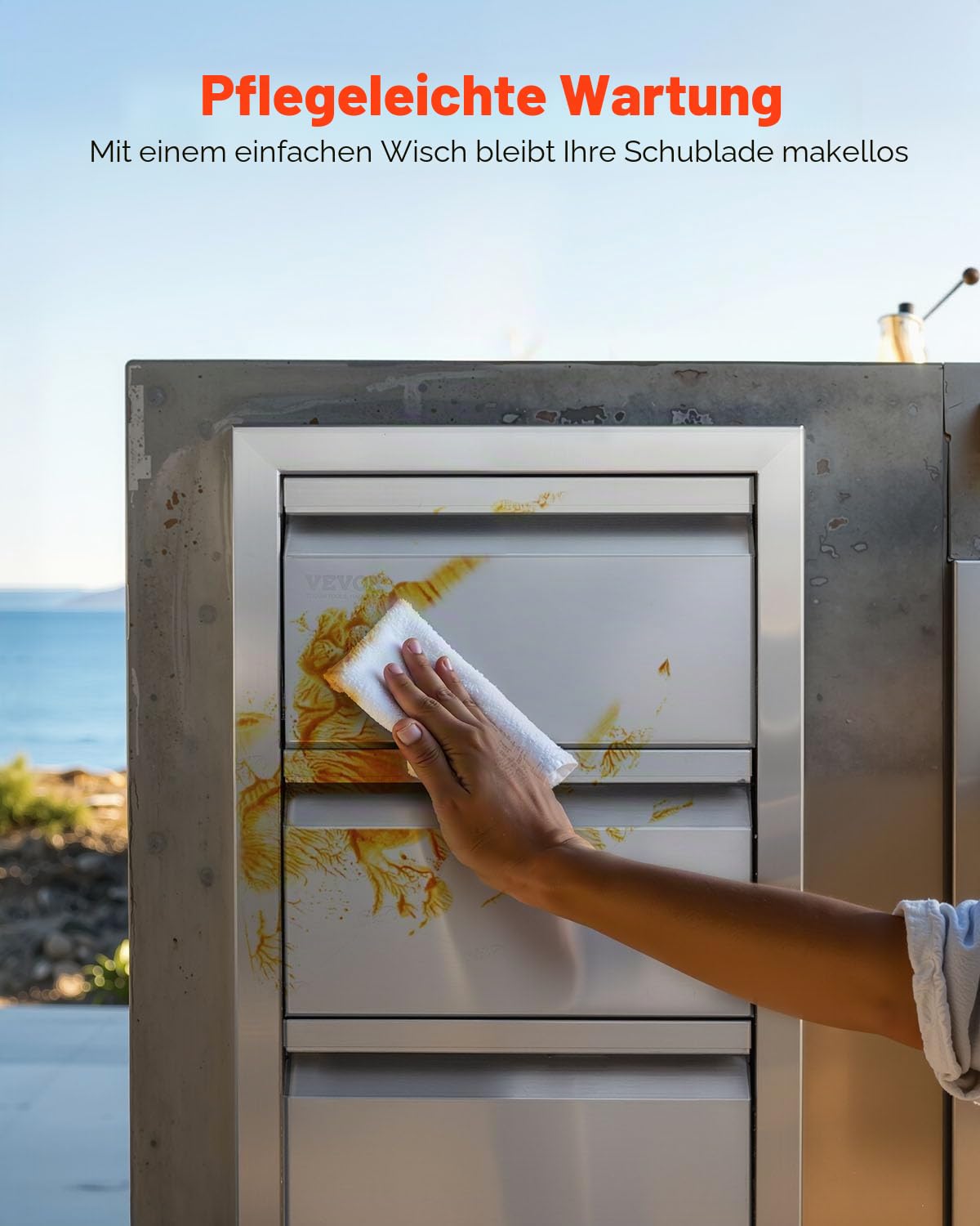 VEVOR 50x67cm Kamintür Dreistufig Edelstahl BBQ Tür Vertikal BBQ Island Tür