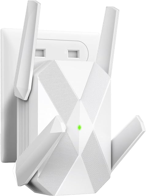2026 AX3000 WiFi 6 Extendeur, WiFi Booster de signal d'extension, longue portée WiFi Booster avec port Ethernet Gigabit, point d'accès, double bande (2.4G/5.8G) Configuration facile et vitesse plus rapide Compatible avec Alexa
