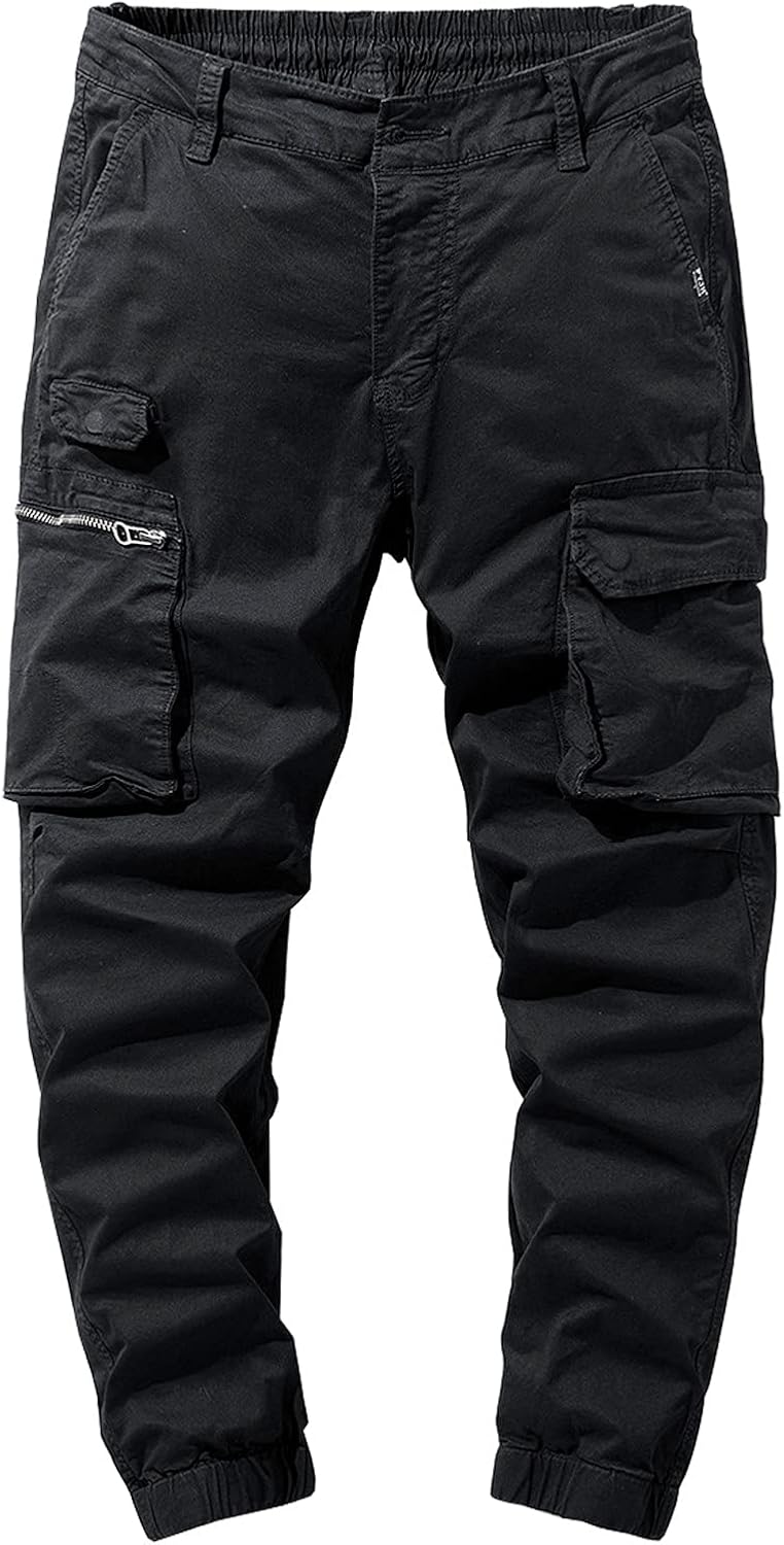 DIYAGO MEN Plus Size Cargo Pants with Multi Pocket Streetwear Fashion Casual Tactical Trouser Tight Ankle Mid Waisted Pant : Clothing, Shoes & Jewelry