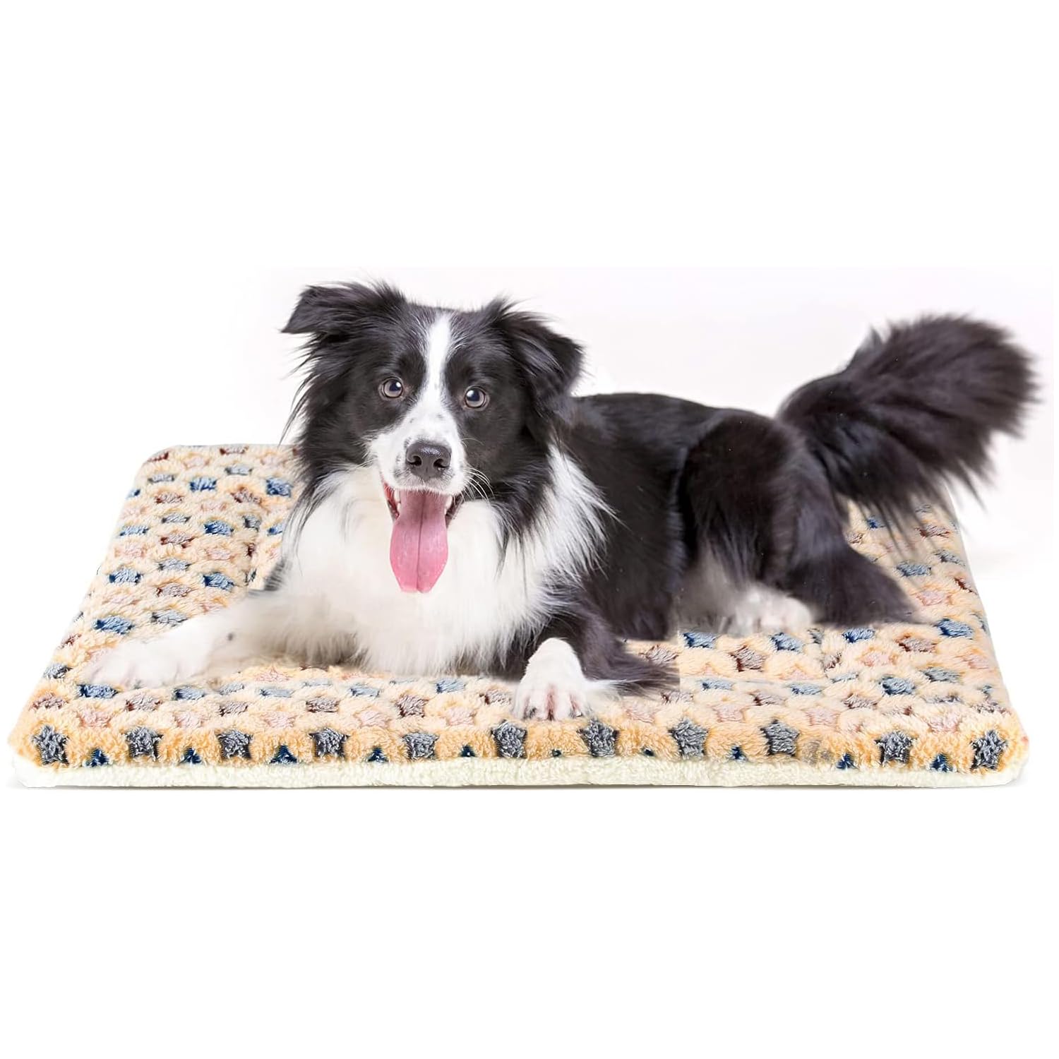 Mora Pets Dog Bed Crate Pad Ultra Soft Pet Bed with Cute Star Print Washable Crate Mat for Large Medium Small Dogs Reversible Fleece Dog Crate Kennel