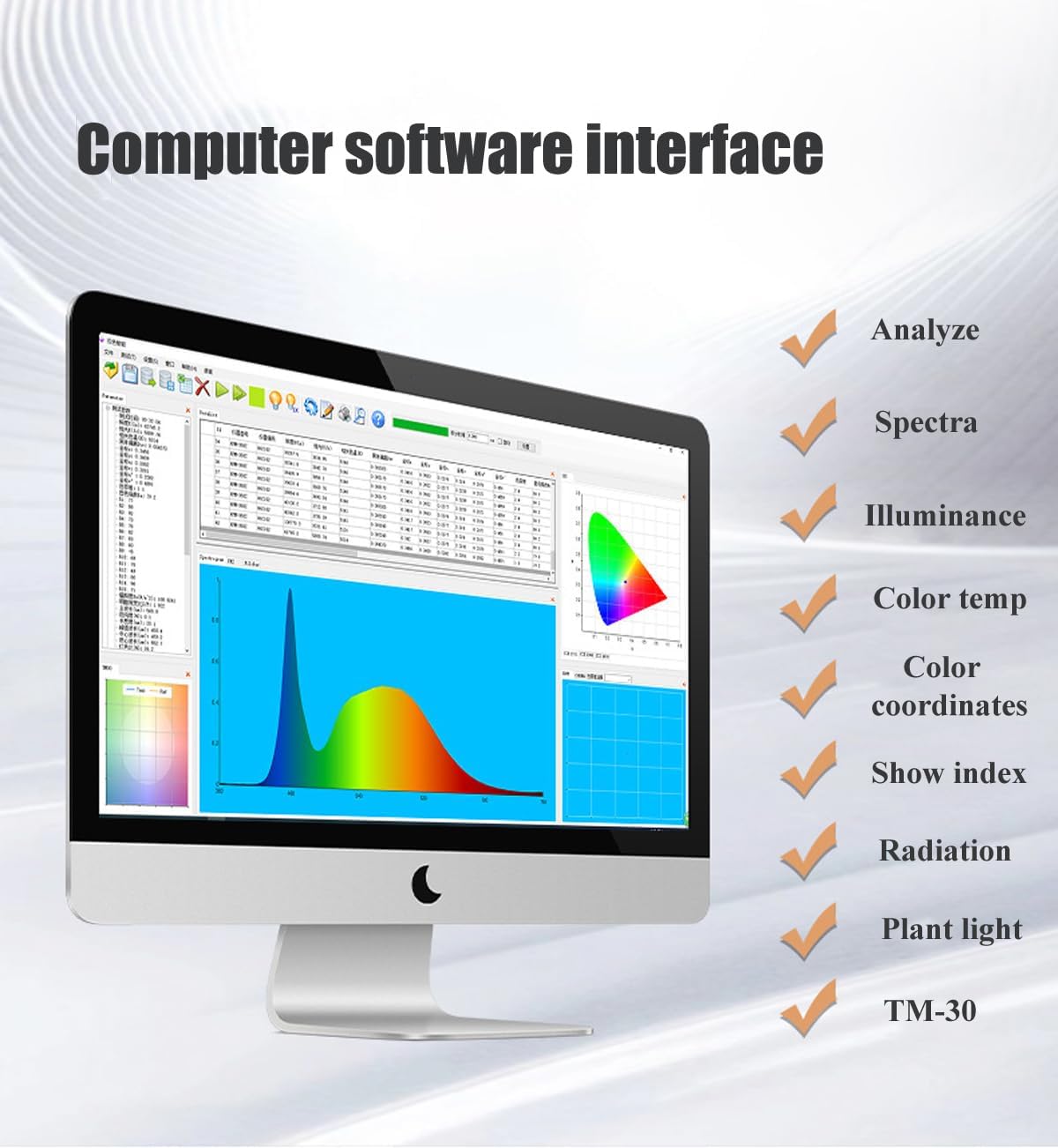 Handheld Spectral Color illuminance Meter, Growth Light Tester, Light Measuring Instrument, illuminance Meter, Light Length, Color Temperature, illuminance, Color Index