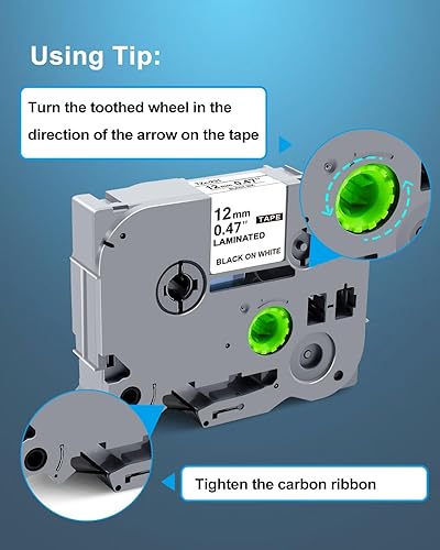 Miniatura 9 de Paquete de 4 cintas de etiquetas laminadas de 0.47 pulgadas de 0.47 pulgadas para Brother P Touch TZe-231 TZe231 TZ-231 compatible con Brother