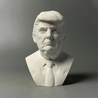 President Trump Bust Statue Figurine Plaster Cast Sculpture Decor Aquarium Fish Tank Decoration Art Sketch Prop (A-White)