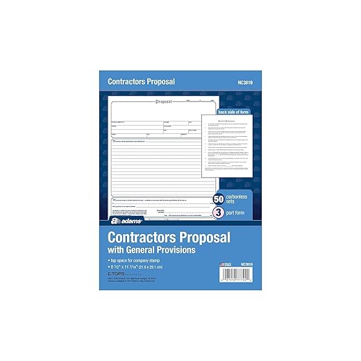 Adams 3-Part Contractor Proposal Carbonless Forms Pack