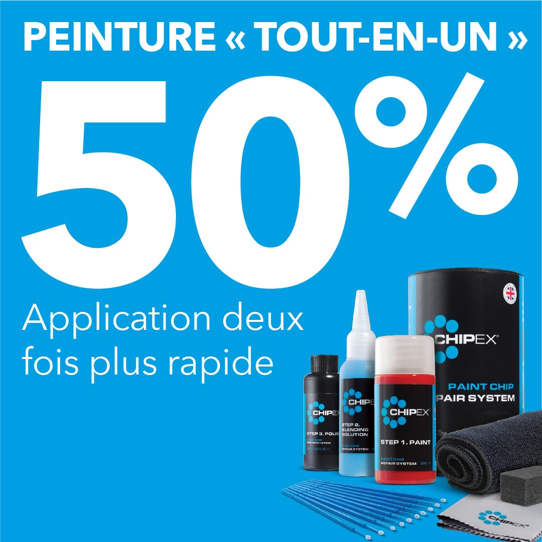 Chipex Kit de retouche Kit de réparation de rayures, peinture automobile mélangée selon le code couleur pour tous les modèles – Correspondance exacte garantie – Version Pro (grand format)