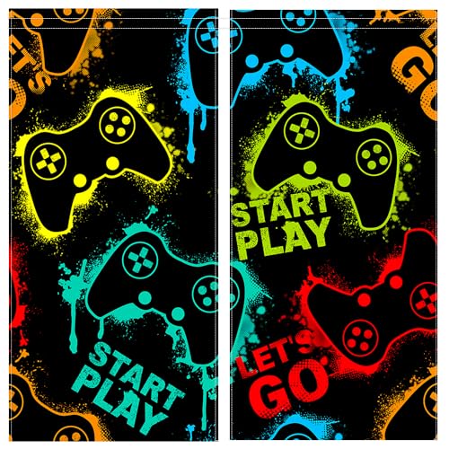 DOTOOMA 21x63Inches Gaming Themed Window Curtain Gamepad Decoration Start Play