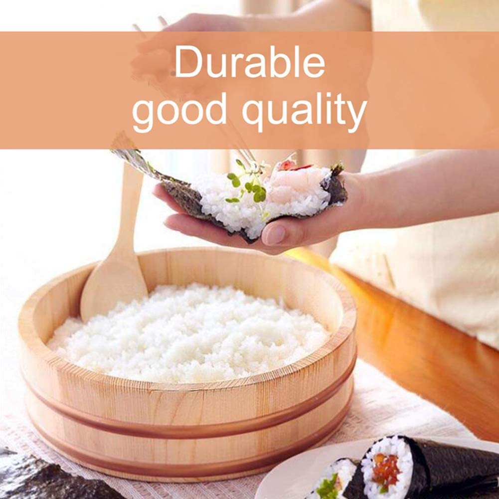 Miska do ryżu sushi duża japońska drewniana Hangiri sushi miska do mieszania ryżu do sushi restauracji sushi oke, miedziane taśmy, 66 x 16 cm