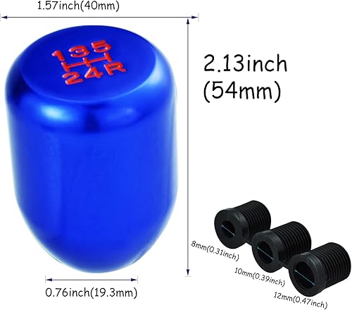 Miniatura 4 de Temzzer Pomo de palanca de cambios de 5 velocidades, cabeza de palanca de cambios de aleación pulida, apta para la mayoría de vehículos automotrices