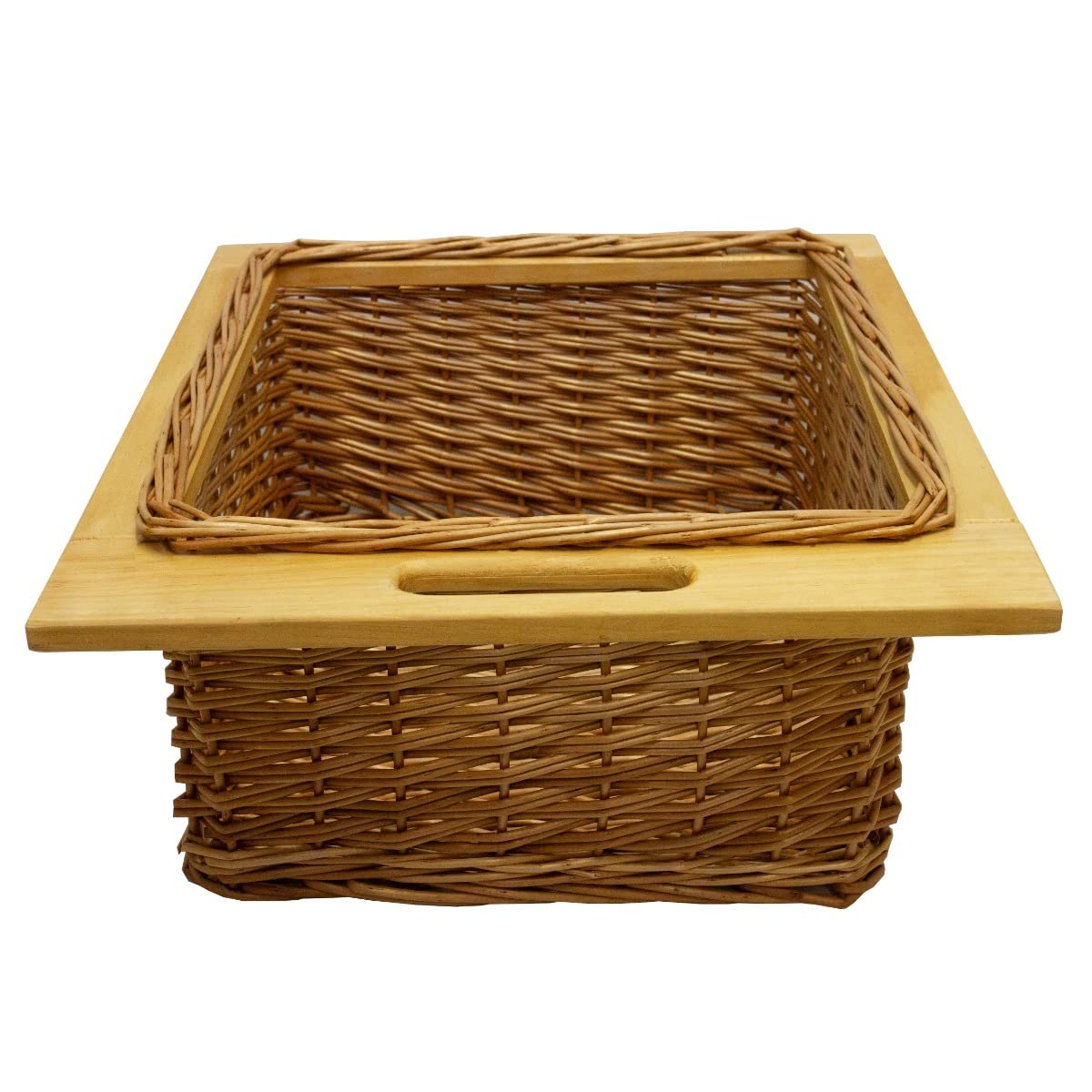 Ausziehbarer Weidenkorb Küche Rattan 500mm Küchenkörbe Aufbewahrung Lagerung Speisekammer Unterschrank & Läufer Buche massiv 50cm Landhausstil 100% handgefertigt Befestigungssatz inklusive - Braun