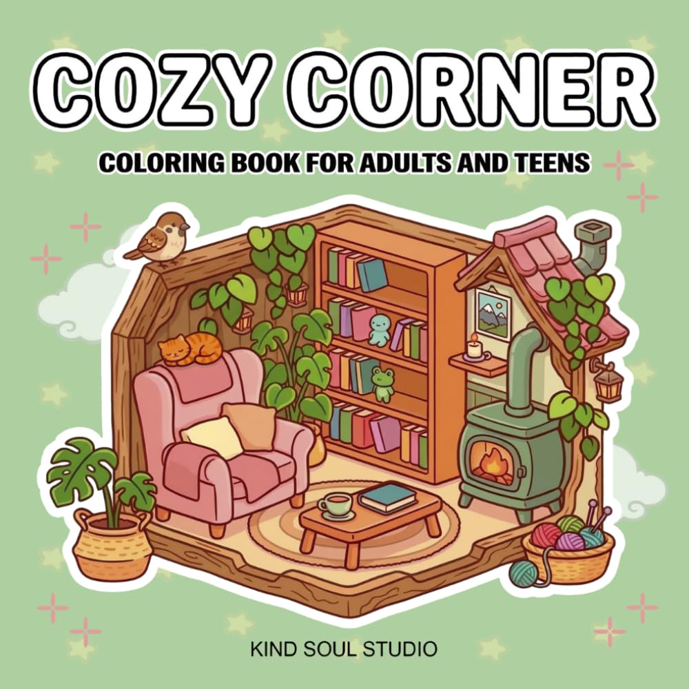 Cozy Coloring Book for Adults and Teens: Super Cute Little Corner Retreats for Stress Relief and Relaxation (Bold & Easy Coloring Collection)