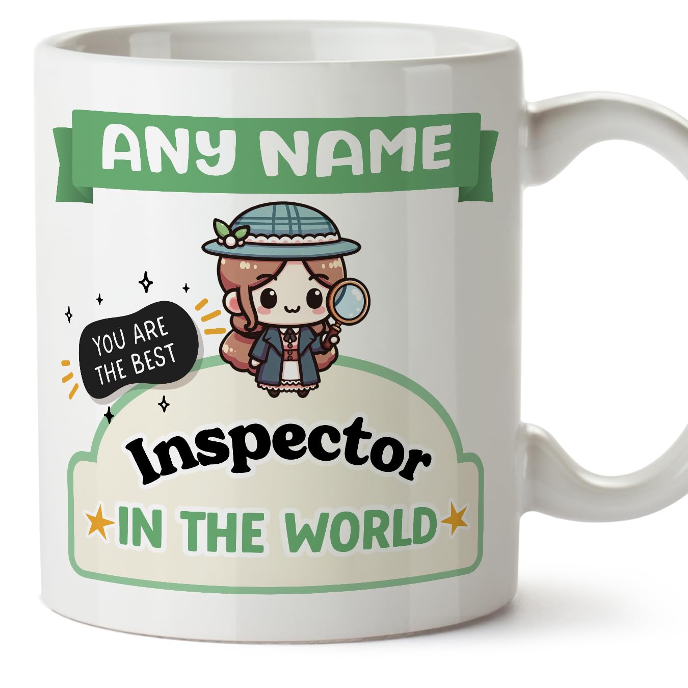 MUGFFINS Personalised Mug for Inspector Woman - in English - Best in The World - Kawaii - Funny Custom Gift for Colleagues - Ceramic 11oz Mug — image 1
