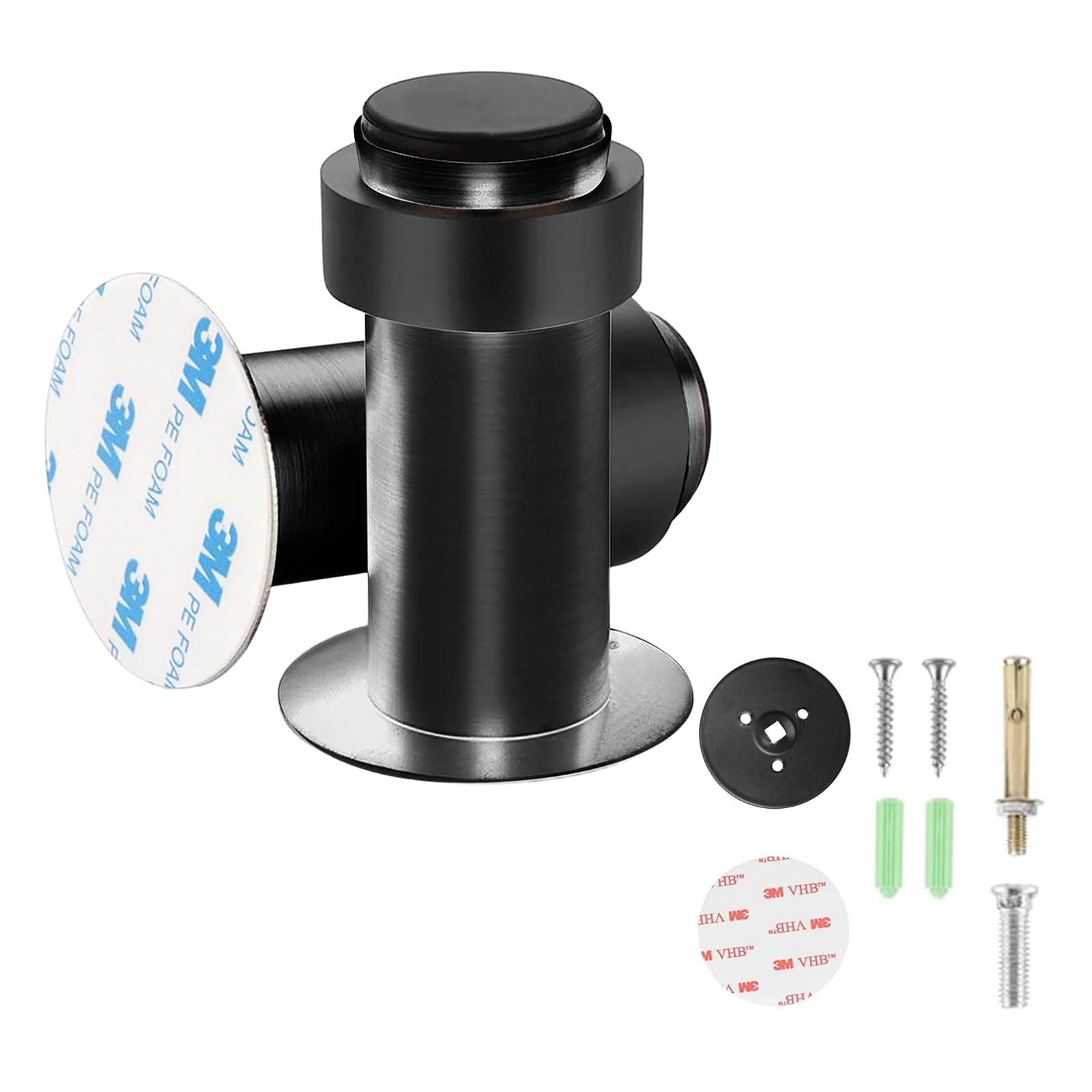 CKLHCFF Türstopper Wand, Türstopper Boden, Edelstahl Bodentürstopper und Wandtürstopper mit Gummipuffern Eignet Sich für Jede Art von Wohn- oder Bürodekoration (Black/Schwarz, 10cm/3.94in)