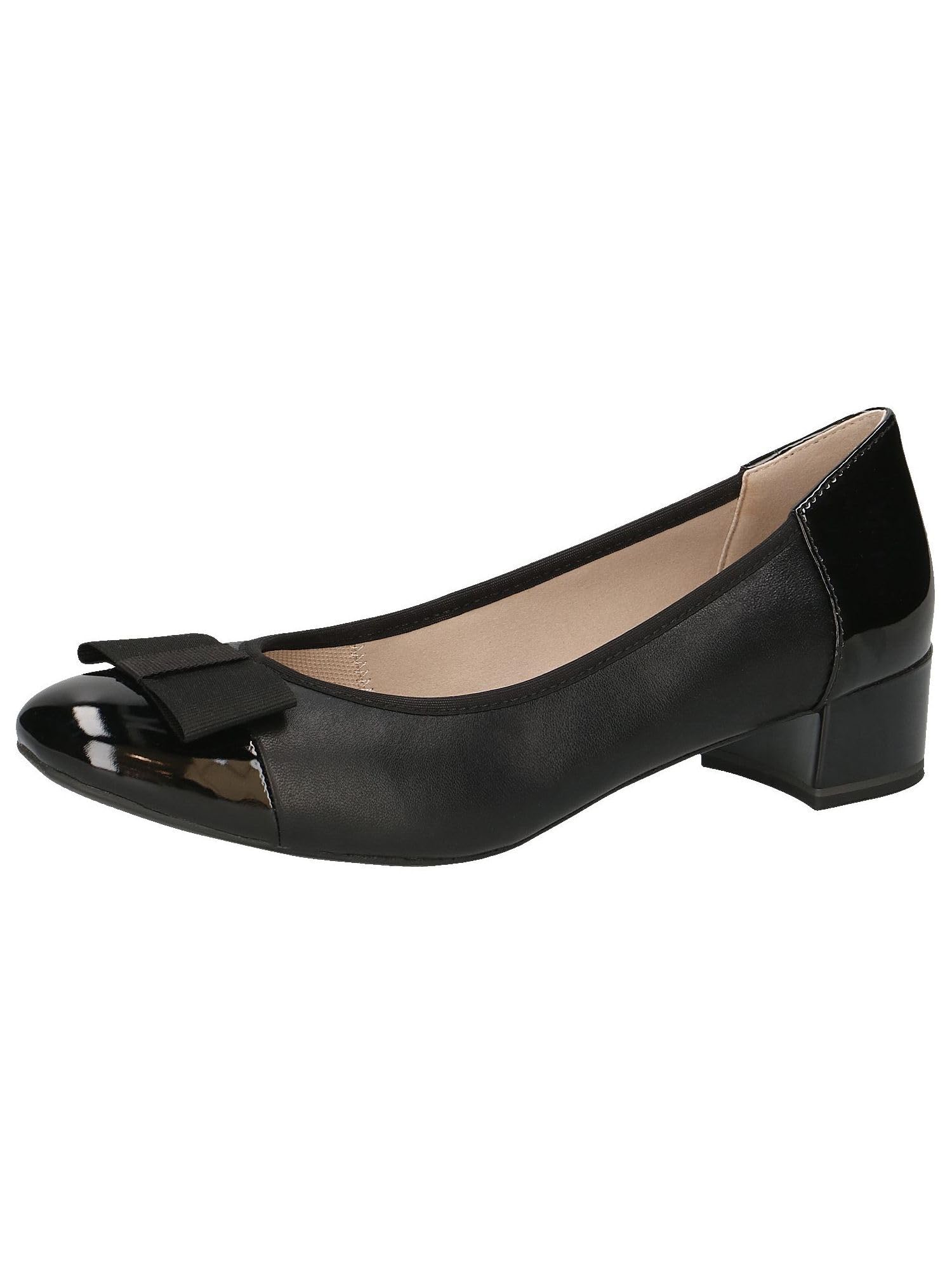 CAPRICE Women's Pumps with Block Heel with Bow, Black (Black Comb), 3.5 UK