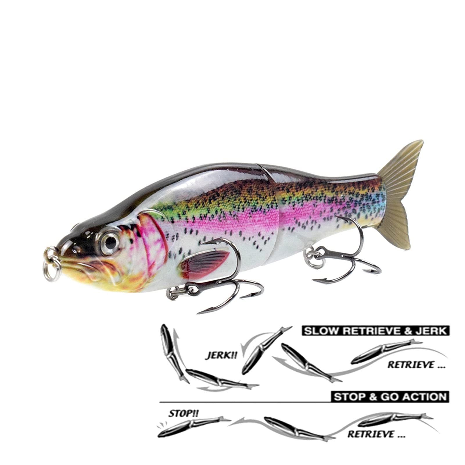 Señuelos de Pesca Señuelos de Pesca Flotante Deslizante Shank wobblers Duro Cebo Artificial Bajo Pike Pesca Juntas de la Pesca Switebait Tackle 2pcs Cebos Artificiales (Color : 1)