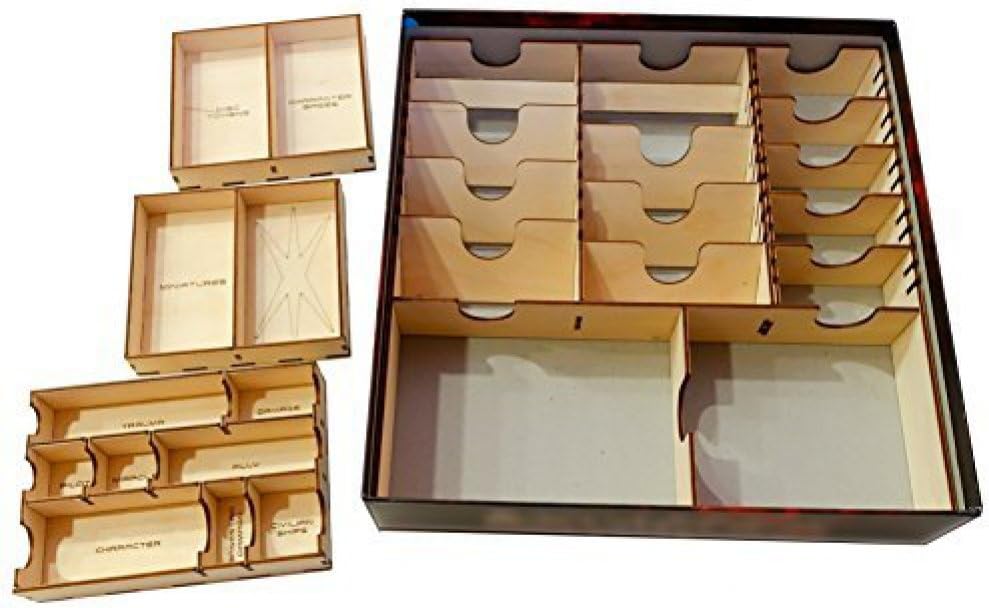 The Broken Token Board Game Organizer - Battlestar Galactica Compatible Wood Storage Box with Multiple Trays and Dividers