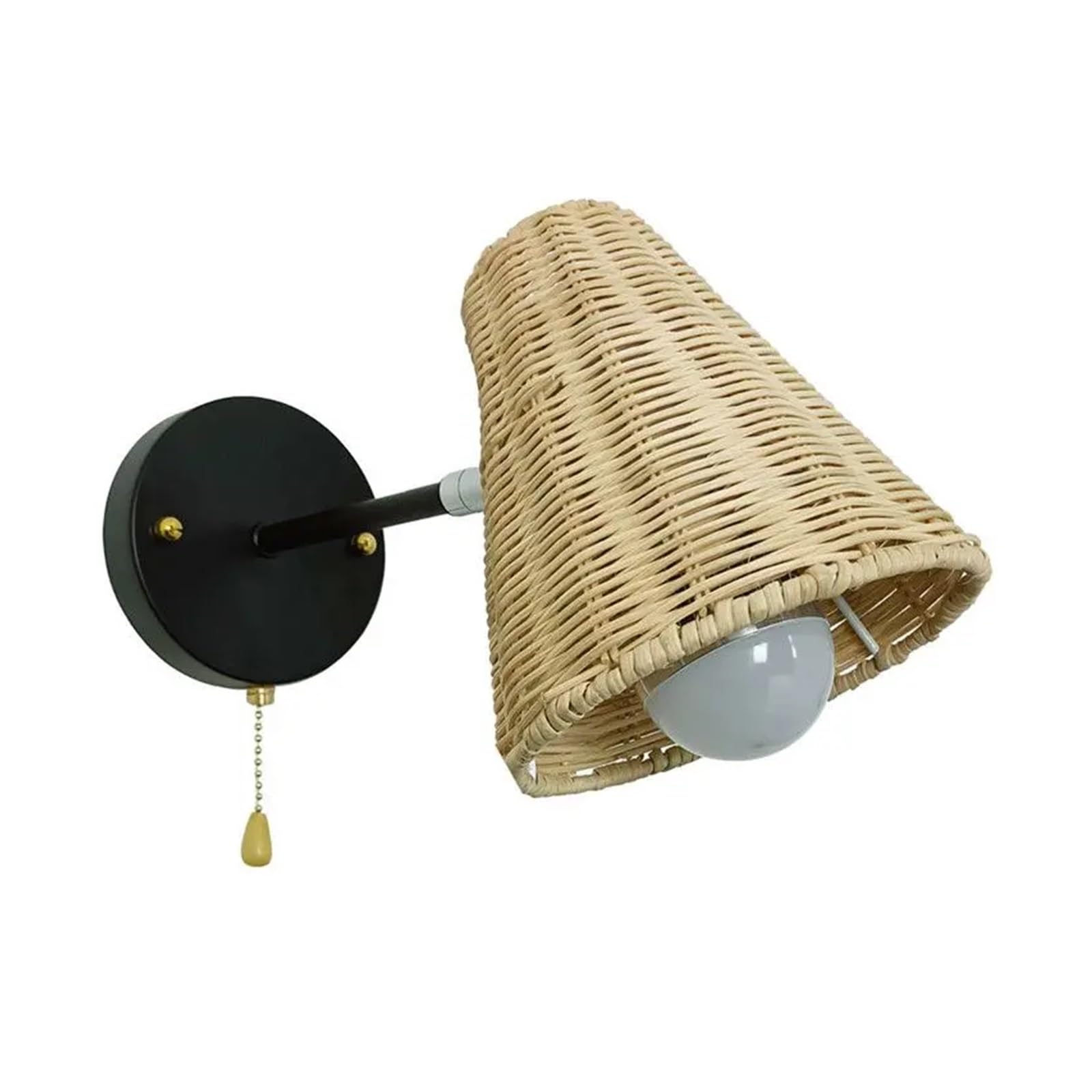 SMCCYYSD V-intage Rattan Wall Light Sconces Hand-Woven Decoration Home Loft E27 Fixture Compatible with Living Room Bedside LED Lamp Switch, Pendant