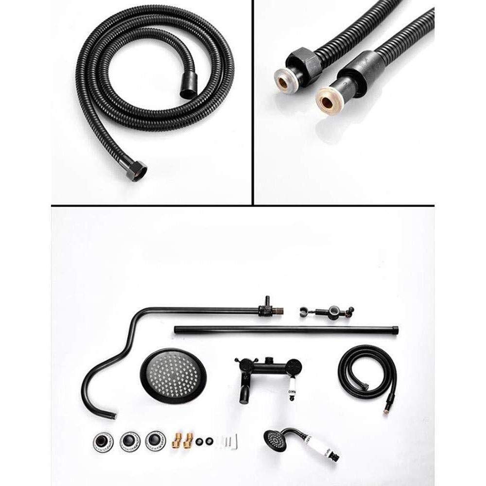 Juego de ducha de cobre antiguo con grifo de bañera, barra recta adyuble, sistema de ducha Ele Black h moderno baño ry Upgrade