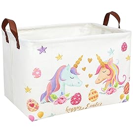 ASKETAM Unicorn Easter Basket for Kid Large Empty Rectangular Cute Easter Gift Storage Basket Bunny Eggs Dcor (Unicorn)