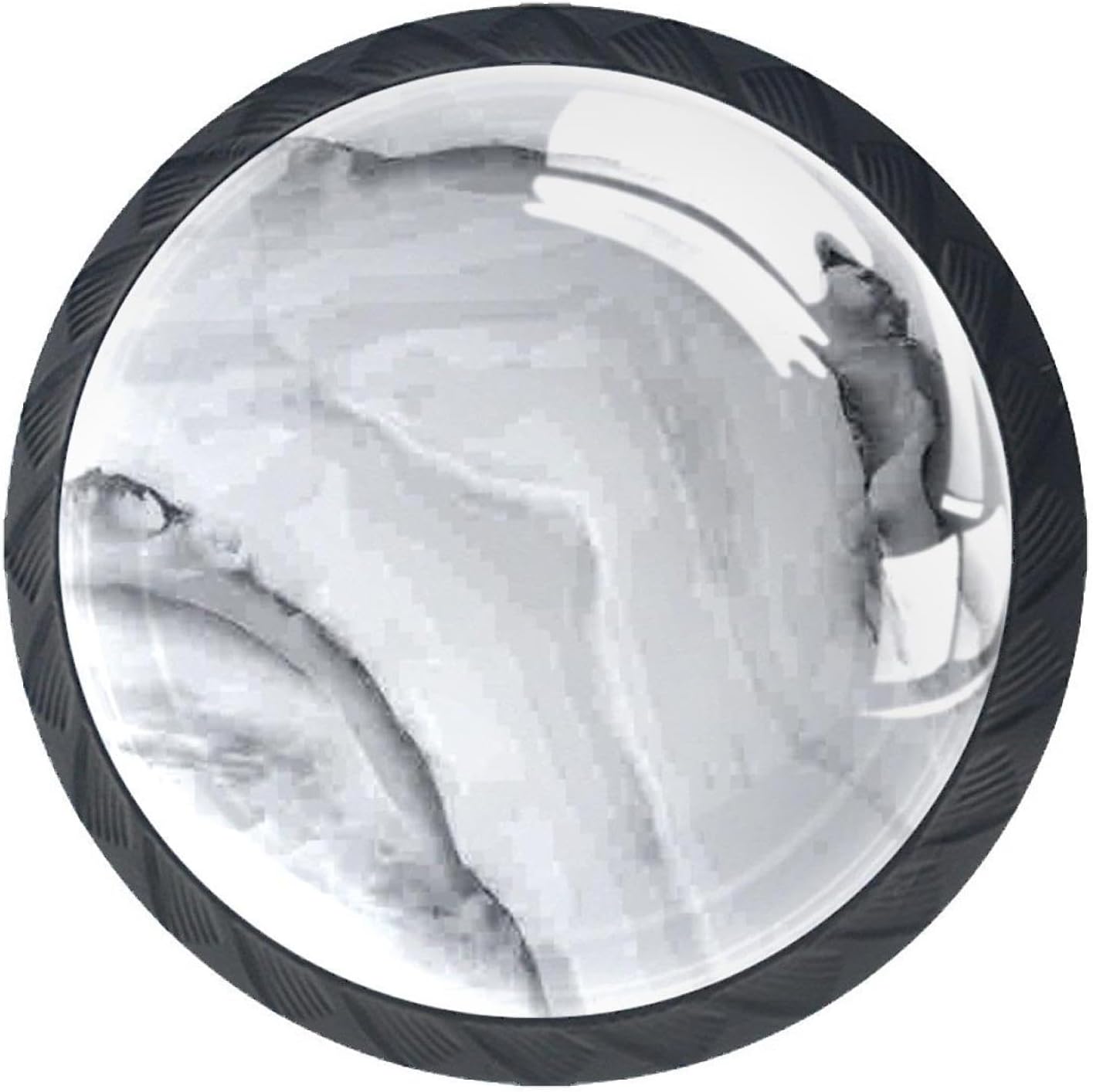 4 Pcs Simple Crystal White Gray Marble Glass Drawer Knobs Black Dresser Knobs Drawer Pulls Door Knobs Dresser Drawer Handles for Kitchen Wardrobe Cupboard Hardware Furniture