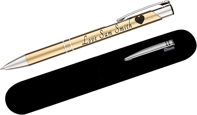 Paul Clover Personalised Pens For Women and Men Blue Ink Ballpoint Engraved Pen - Black Refill Included - Lacquered Aluminium Finish - Optional Velvet Pouch & Gift Box