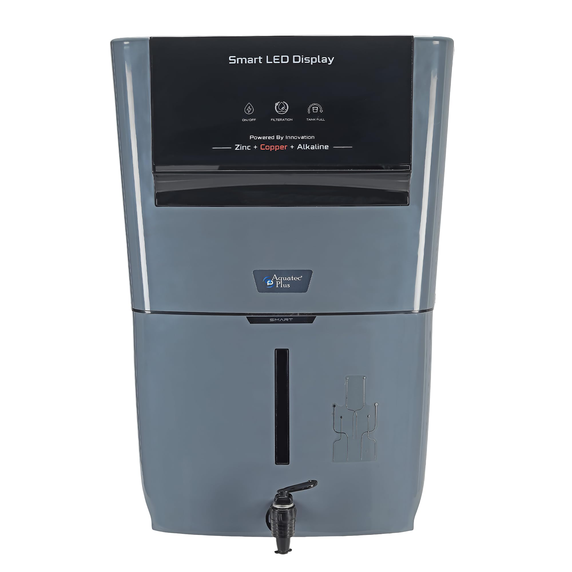 Aquatec Plus Smart - 12 L RO+UV+UF+TDS Control + Alkaline + Copper + Zinc Water Purifier (Grey) works up to 3000 TDS-image-16