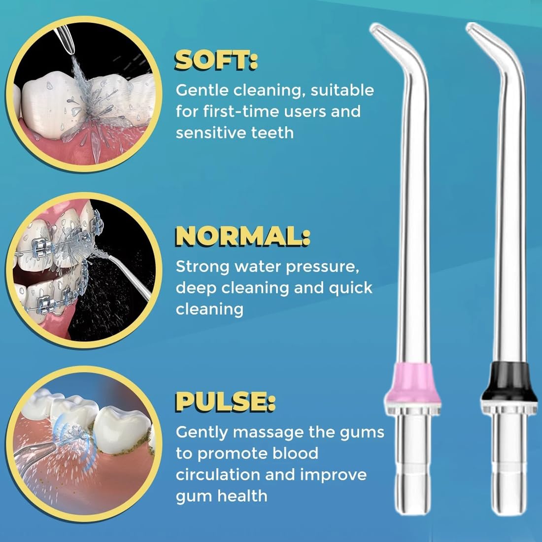 8 pezzi Ricambio Punte Spruzzo Dentario Acqua Idropulsore Ugello Accessori per Waterpik idropulsore dentale e Altri Irrigatori Orali