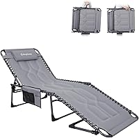 KingCamp Oversized Extra-Wide Padded Tanning Chair - 5-Position Adjustable Folding Lounge, 400lbs Heavy Duty, Portable for Beach Pool Patio