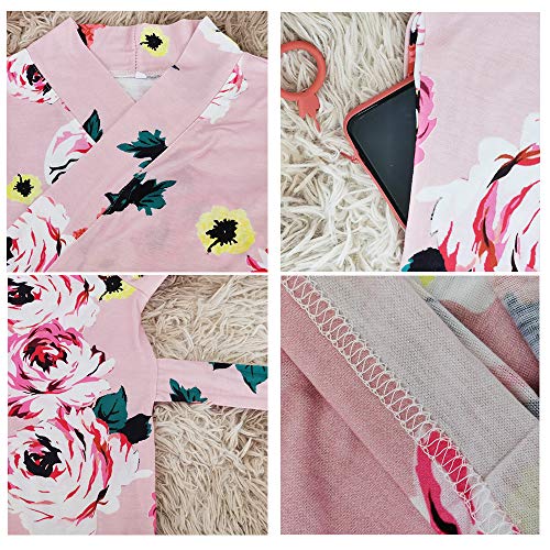 SUFEINI Maternity Robe and Matching Baby Swaddle Blanket Set, Mommy Robe with Receiving Blanket Girls Boys Sleepwear2