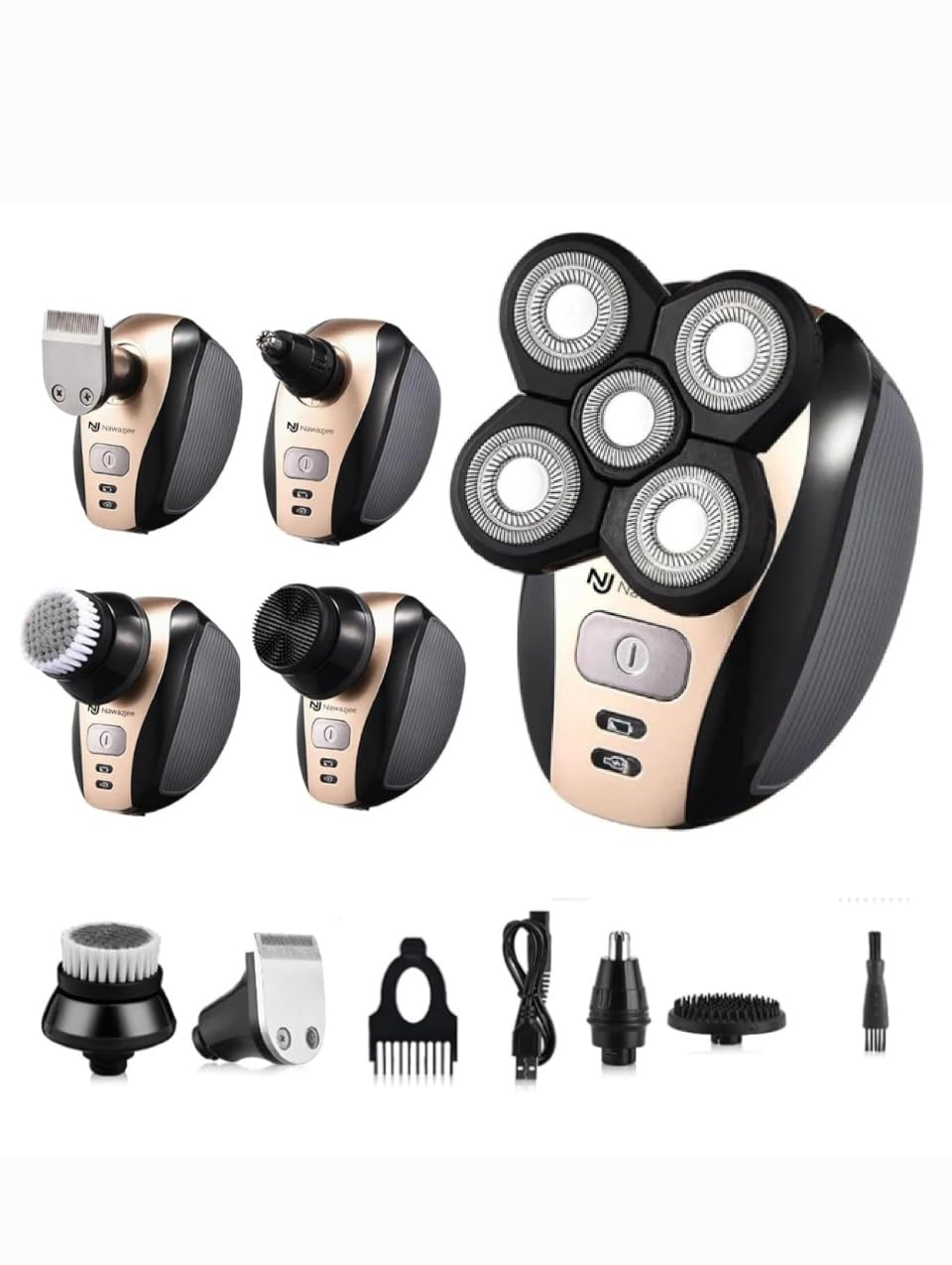 Head shavers for Bald Men 5 in 1 Electric Head Shavers Nose Trimmer Waterproof Wet and Dry Shavers for Men and Women Electric Razor for Men Head Shaving Machine Bald Head Shaver