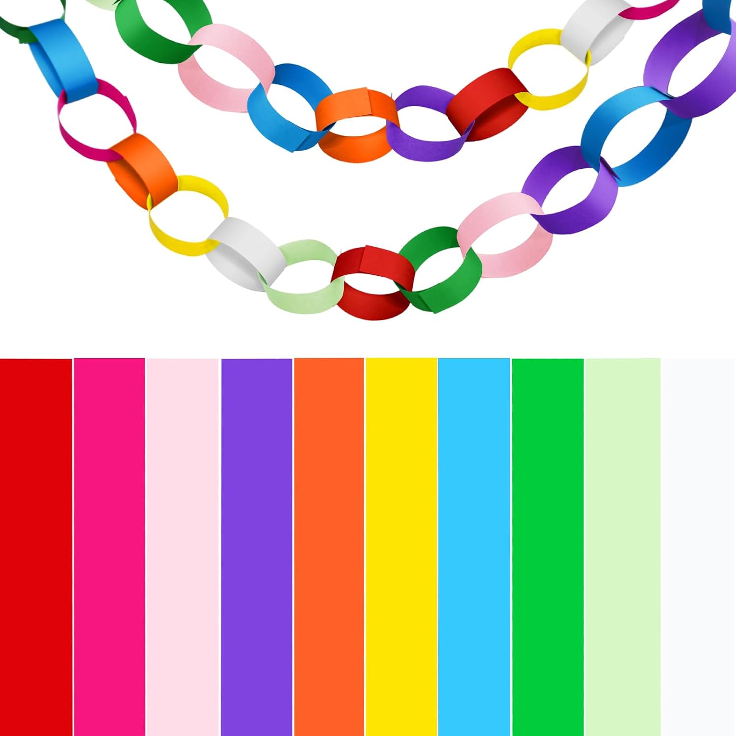 Red White Blue Paper Chain Strips, 300pcs 1 x 8 Inch Cardstock Craft Strips with Double Sided Tape, Patriotic Party Decorations,Classroom Crafts,Hanging Ornaments,Holiday Supplies