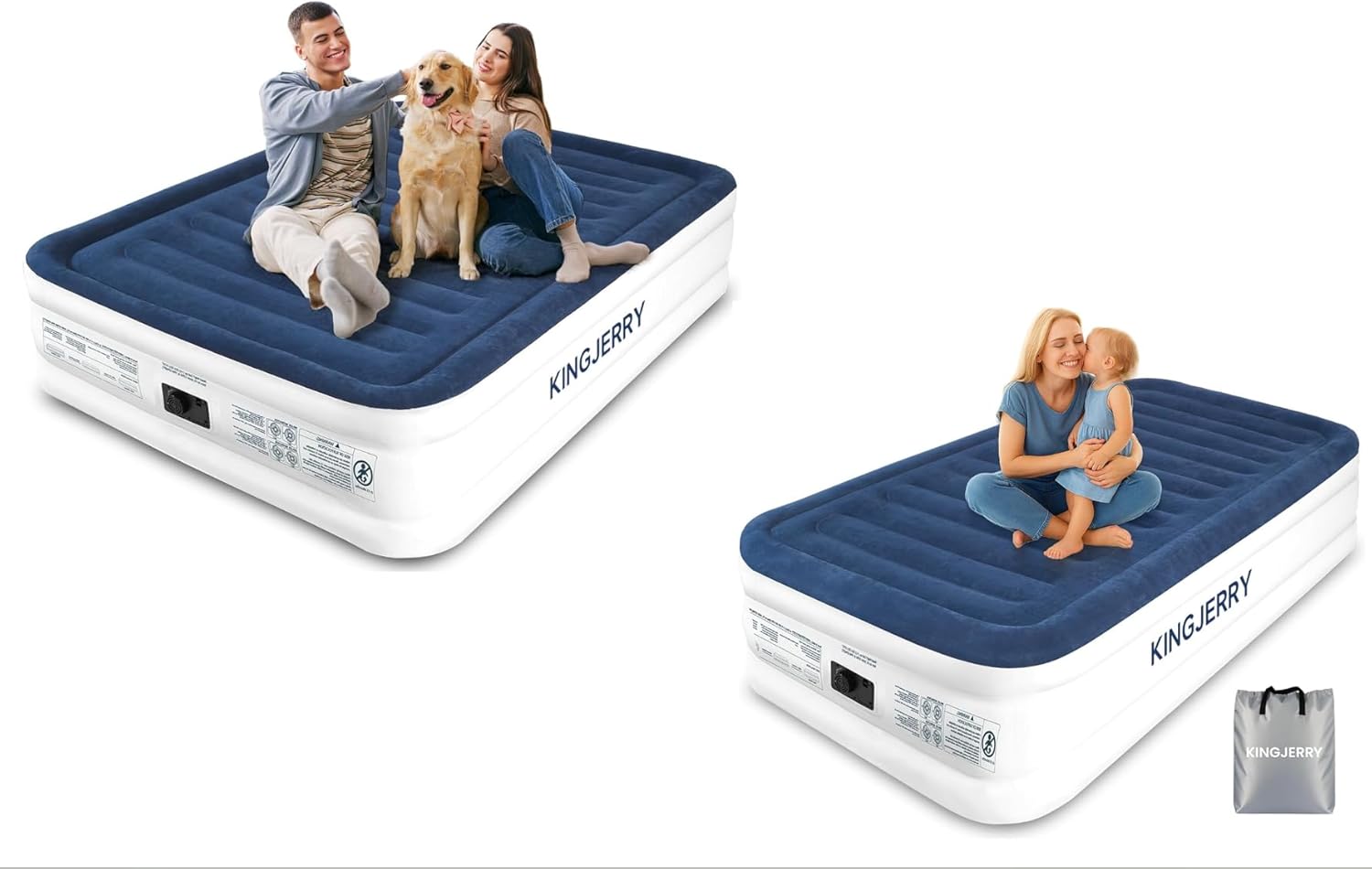 KINGJERRY Queen Air Mattress with Built in Pump & Twin XL Mattress