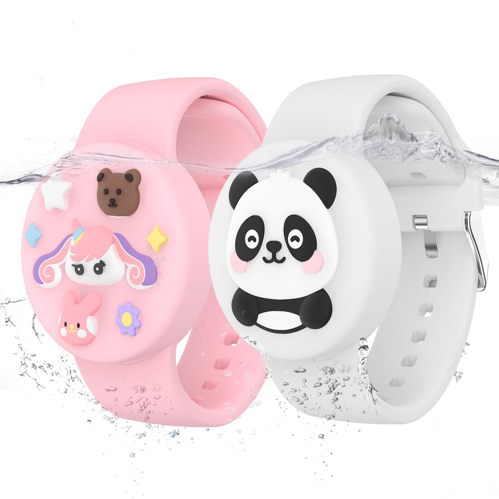 Waterproof AirTag Bracelets for Kids, Hidden Silicone Wristbands, 2 Pack