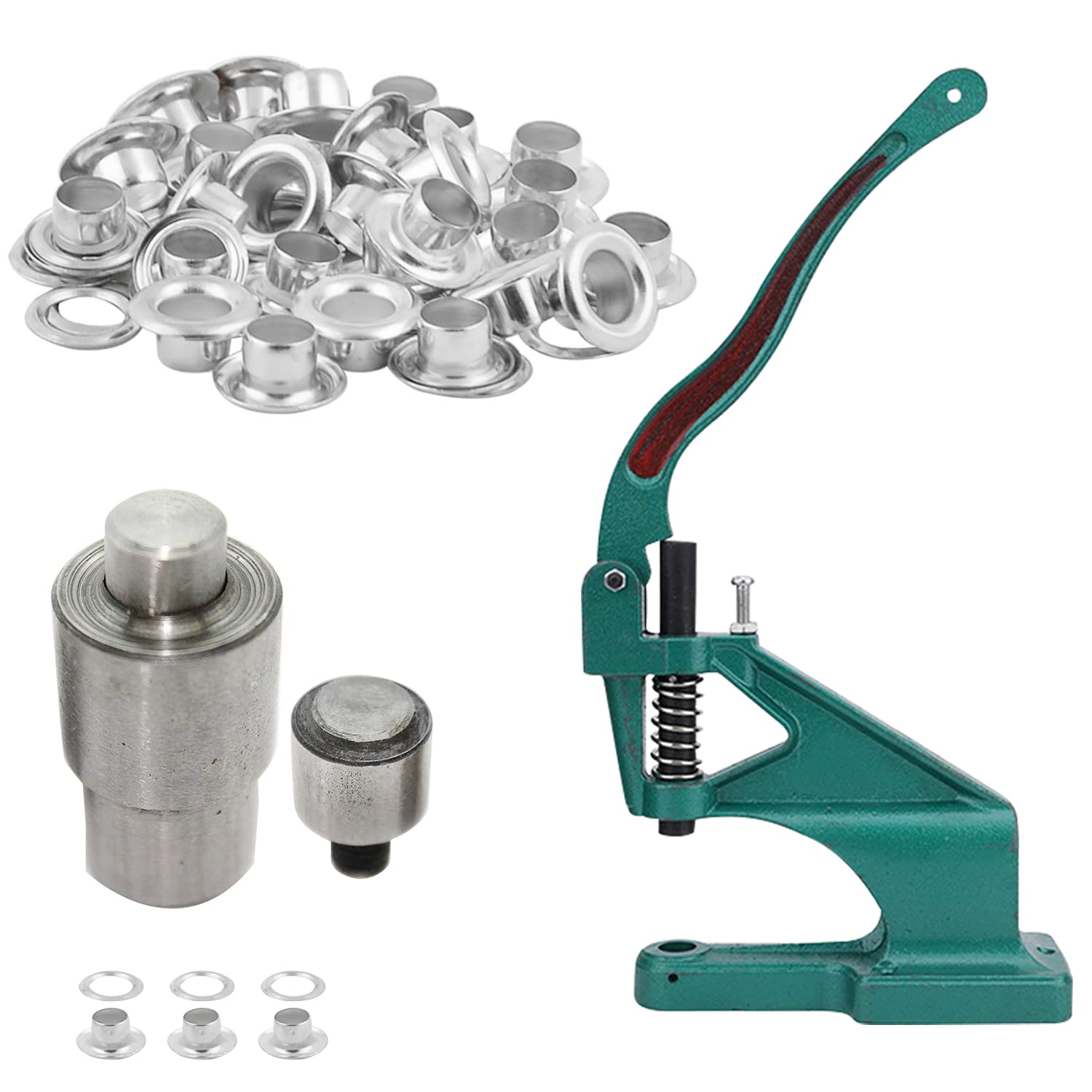 WedDecor Il Verde Macchina Pressione a Mano, 6mm Occhiello Fustelle, E 5000pcs Argento Occhielli Set per Leathercrafts, Abbigliamento, Arti, E Artigianato, Borse, Cinture