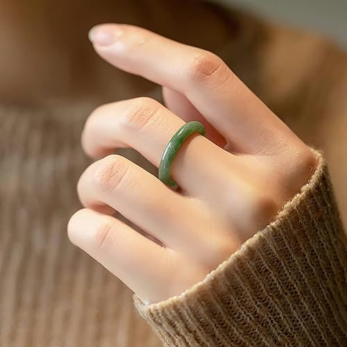 Miniatura 7 de Anillo minimalista de jade natural para mujer, banda de piedras preciosas de jadeíta, regalo de joyería de piedra curativa, regalo de protección