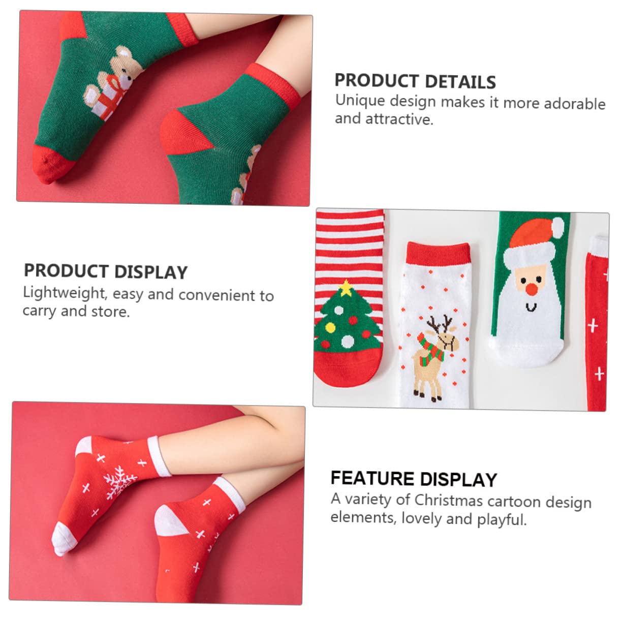 GALPADA 3 Set Di Calzini Di Natale Per Bambini Set Di Calzini Caldi Con Motivo Natalizio in Cotone Traspirante Per Ragazzi E Ragazze 5 Paia * 3