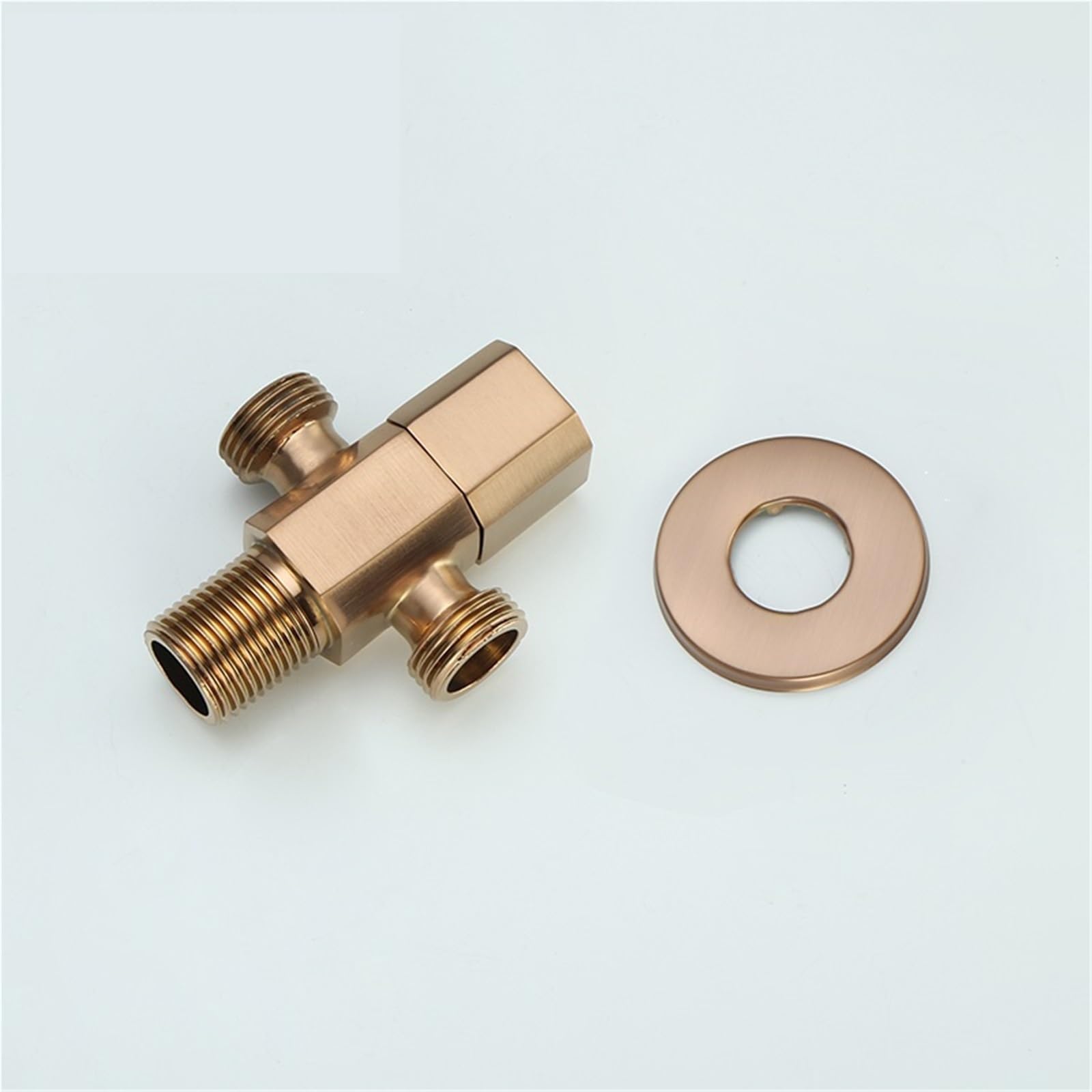Válvula angular for grifo, válvula montada en la pared de latón macizo, salida doble única, accesorios baño dorados G1/2" para bafieras y duchas(Golden Dual)