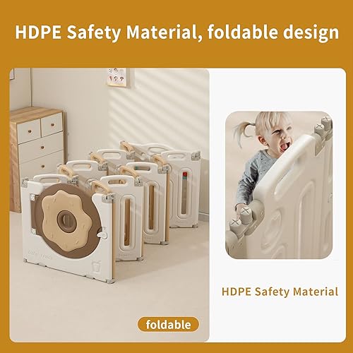 Miniatura 5 de Corralito plegable para bebés, corralito para bebés y niños pequeños, valla para bebés con panel de juego y puerta de seguridad, bolígrafos de juego