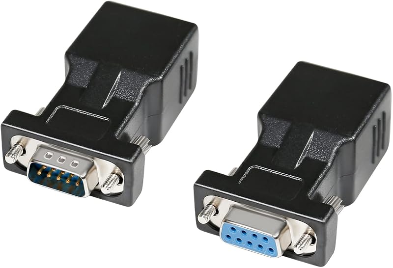 DTECH RS232 DB9 to RJ45 Serial Adapter DB-9 Female/Male to RJ-45 Female Ethernet Converter (2 Pack)