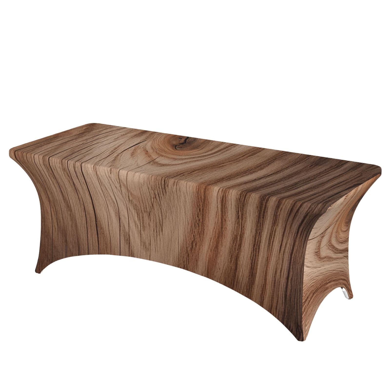 Nappe rectangulaire en élasthanne extensible 1,8m effet grain de bois