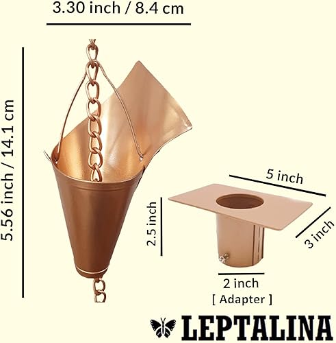 Miniatura 3 de Cadenas de lluvia de color cobre de 8.5 pies para canaleta y barril de lluvia  Cadena de lluvia de hierro chapada resistente al óxido para