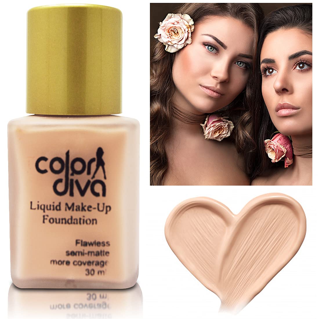 Color Diva Liquid Make- Up Foundation Flawless Semi-Matte, Beige, Shade-101, 30ml