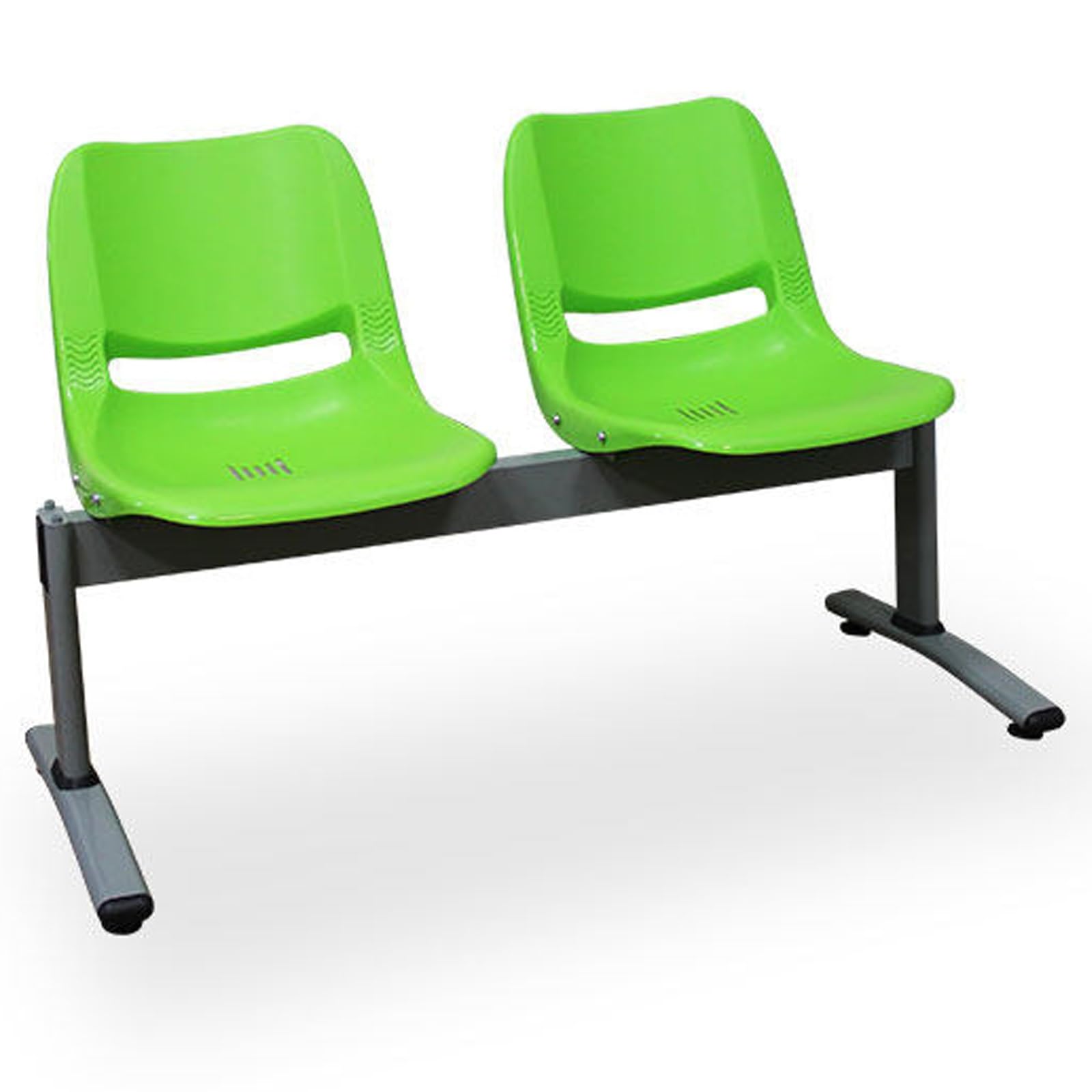 2 Sitzer Flughafenempfangsbank, Metallgestell, Tragkraft 400kg, Kunststoffbank für Stadien und Flughäfen, 118x78x50cm(Green)