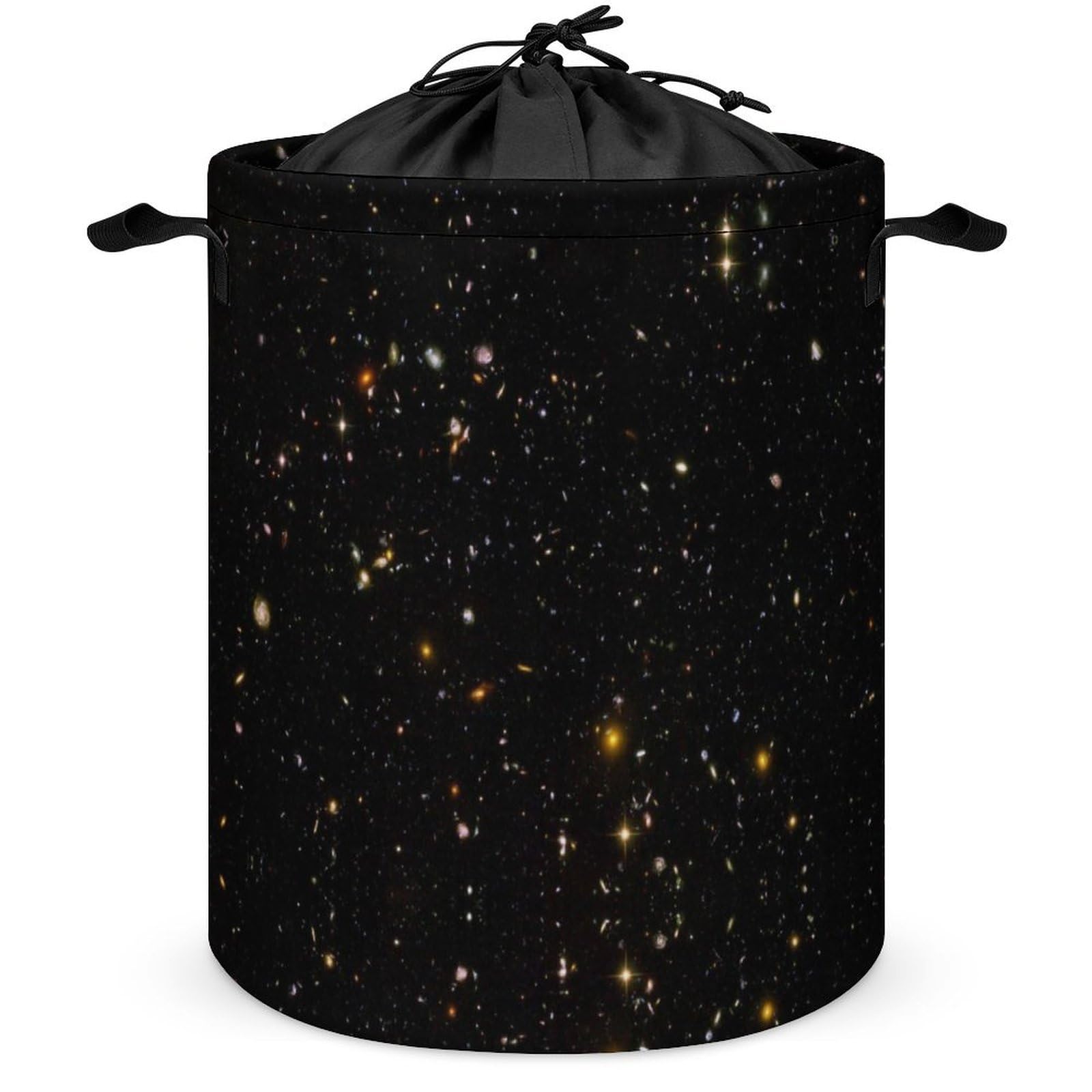 Qjjinxior Drawstring Laundry Hamper, Starry Sky Black Glitter Laundry Basket, Washing Basket with Handle