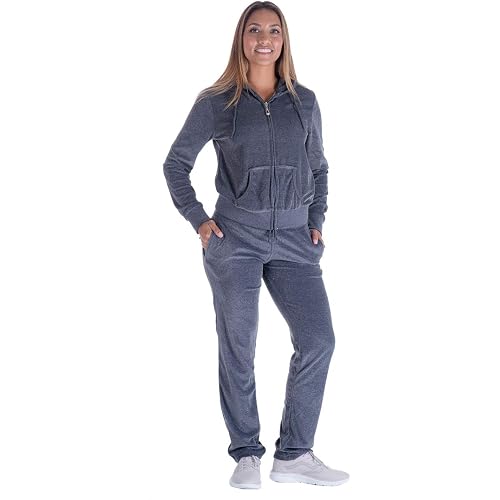 Facitisu Tracksuit for Women Set 2 Piece Joggers Velour Jogging Sweat Outfits Hoodie and Sweatpants Set