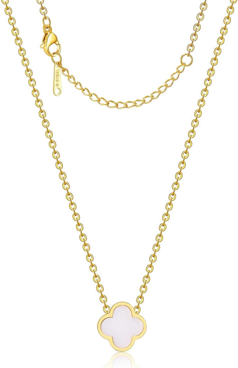 BG&WLing 18K Gold Plated Clover Necklace for Women, Lucky Four Leaf Clover Charm Pendant Necklace Dainty Jewelry Gifts for Birthday Christmas Anniversary