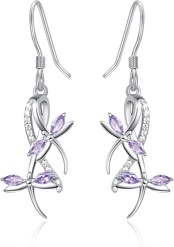 Orecchini Pendenti In Argento 925 Con Pietra Di Luna – Ape/Colibrì/Farfalla/Libellula – Gioiello Portafortuna Per Giugno - 2