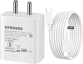 Samsung GaN 25W Super Fast Charger Power Adapter with USB C to C Cable Complete Combo Charging, Compact Design, Compatible with Samsung Galaxy A/S/F/M/Z Series, iPhone (White)