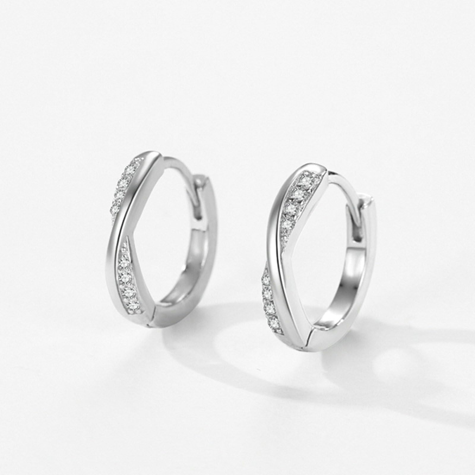 Pendientes de aro para mujer, patrón de cruz con aretes redondos de moissanita, oro blanco de 9 quilates, 14 quilates, 18 quilates, platino