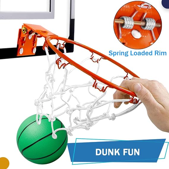 Mini Indoor Basketball Hoop Over The Door, Basketball Hoop Set for Home Dorms Wall Mounted Garage with 4 Balls and Pump, Gifts for Teen Boys Girls